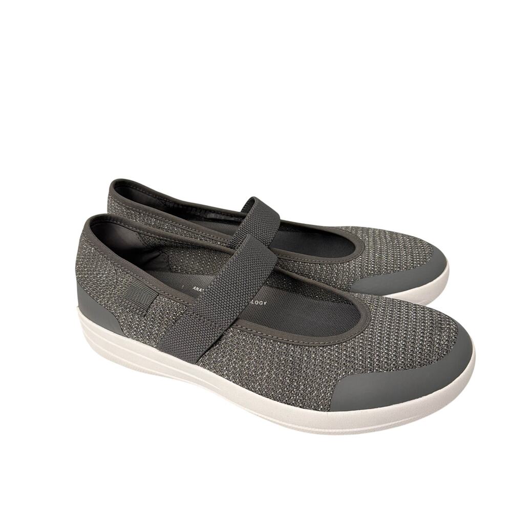 FitFlop Shoes Womens 9 Uberknit Mary Jane Charcoal Metallic Slip On Ballerina